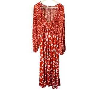DVF for Target V-Neck Ginkgo Cherry Tomato Maxi Dress XXL